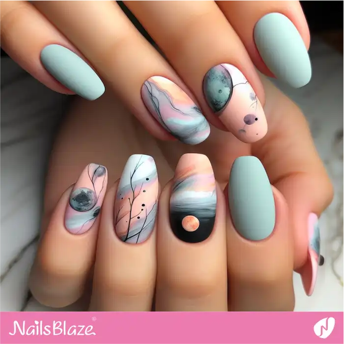 Abstract Watercolor Outer Space Nails | Paint Nail Art - NB2275